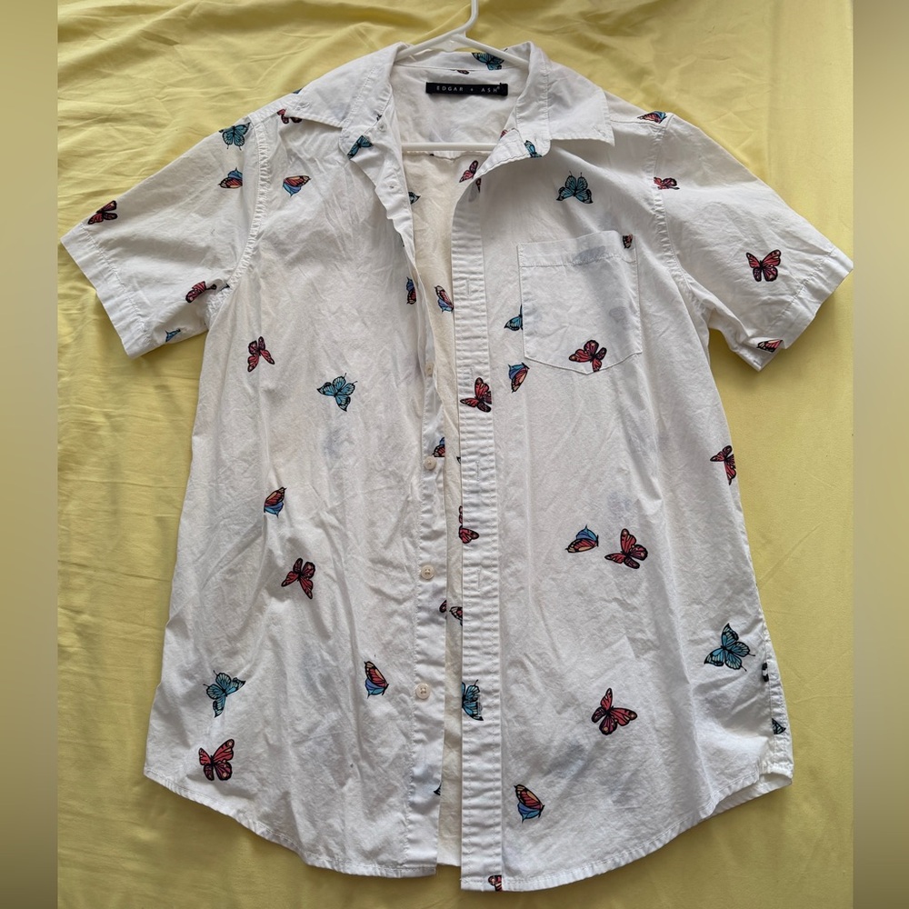 Edgar & Ash White Butterfly Print Men's Shirt